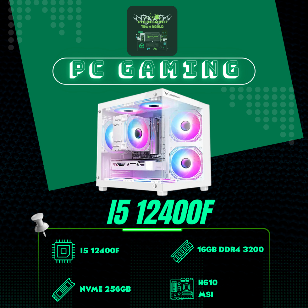 PC Gaming i5-12400F 🔥 Main H610 ⚡ RAM 16GB 🧩 SSD 256GB 🚀 6 Nhân 12 Luồng 💪 Chiến game mượt mà , làm 