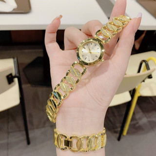 Đồng Hồ Nữ Lắc Tay, Dây Lắc Xích Mặt Tròn Dây Thép Kim Loại Titanium Chống Gỉ, Chống Nước 3ATM A34