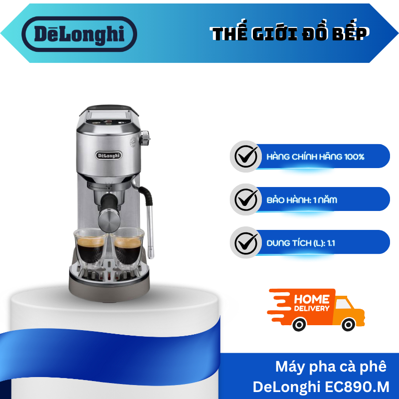 Máy Pha Cà Phê DeLonghi EC890.M – Bình Nước 1.1L – Vòi Đánh Sữa 2 Chế Độ – TGB