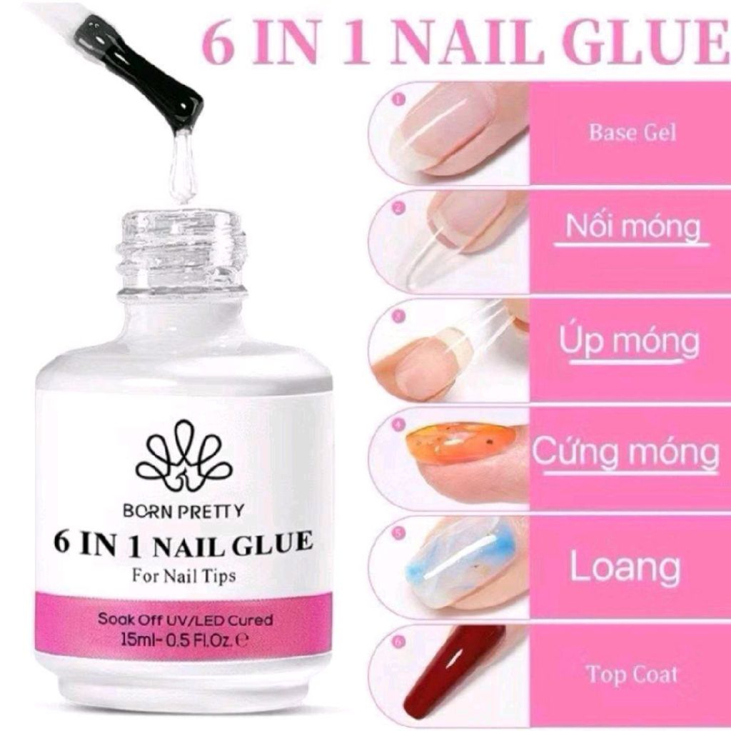 Gel Glue 6in1 Base Top Dán móng Nối móng