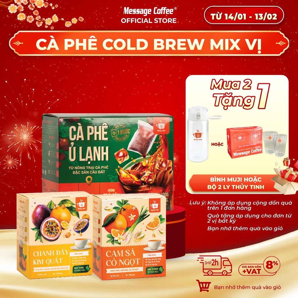 Cà phê Ủ Lạnh Cold Brew túi lọc Arabica Cầu Đất Mix Trái Cây Nhiệt Đới – Cafe tiện lợi từ Message Co