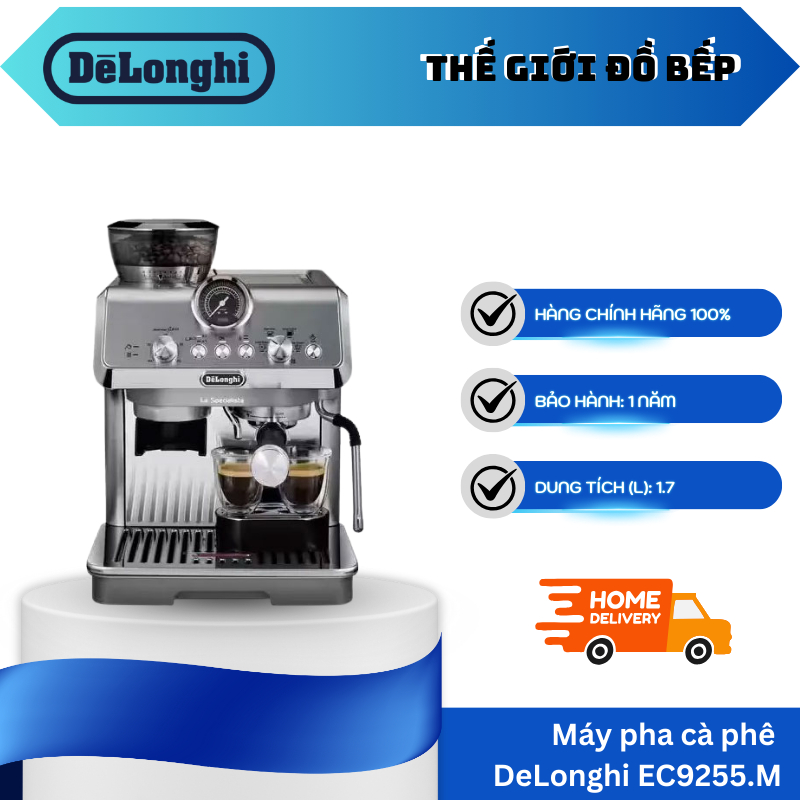 Máy Pha Cà Phê DeLonghi EC9255.M – 8 Chế Độ Xay – Điều Khiển Nút Bấm – Bảo Hành 12 Tháng - TGB