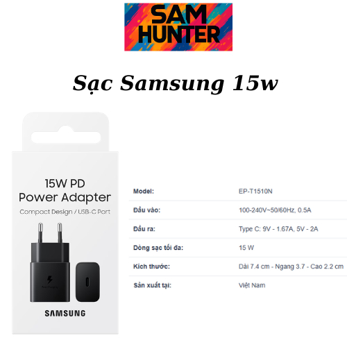Củ Sạc Samsung Power Adapter 15W Type C PD EP-T1510 Hàng Chính Hãng