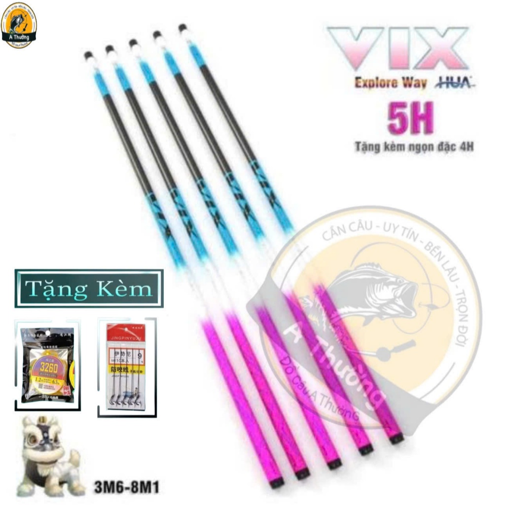 Cần câu tay HUA MX  /VIX độ cứng 5H kèm ngọn phụ ( quà tặng trục, thẻo )