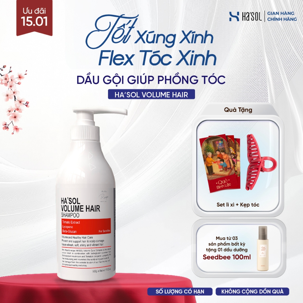 Dầu Gội Cam Hasol Volume Hair 500g - Phục Hồi Hư Tổn, Phồng Tóc, Mềm Mượt, Chắc Khỏe