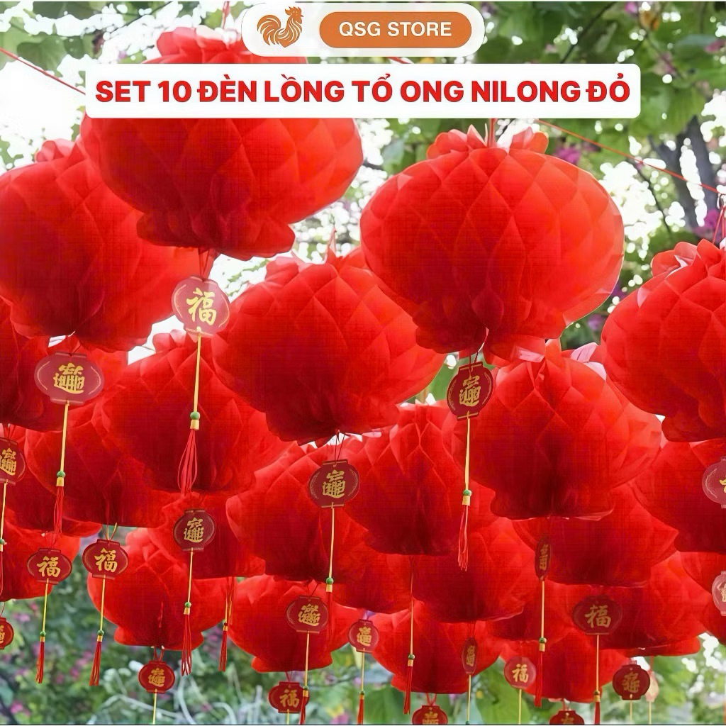 Sỉ 500 đ - COMBO 10 cái Đèn Lồng Đỏ Mini Treo Lễ Tết, Đèn Lồng Nilon Chống Nước.