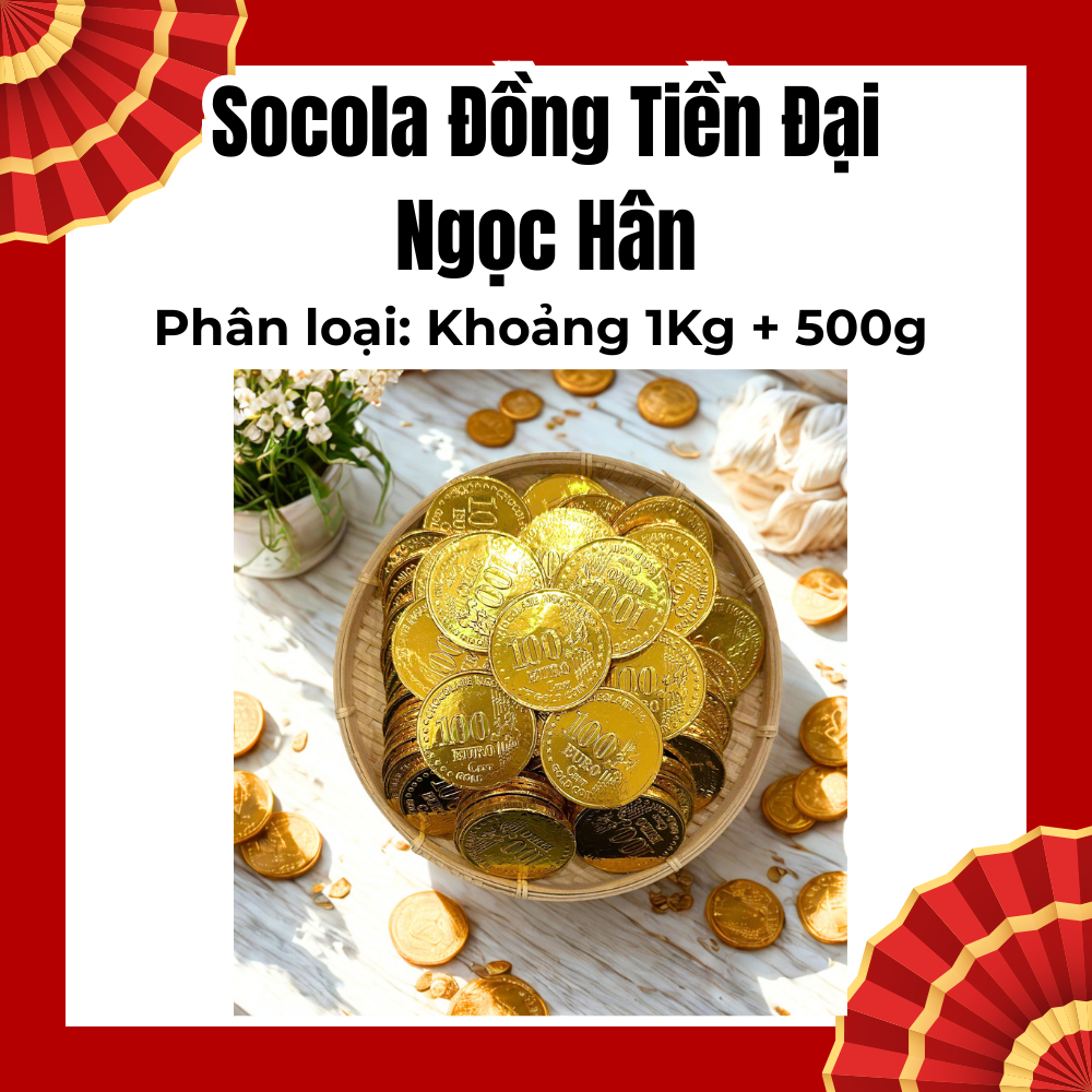 Socola Vàng, Vàng Lá, Vàng Nén, Thỏi Vàng, Đồng Tiền Vàng Size Trung, 1 Gói Khoảng 950G - Date luôn mới