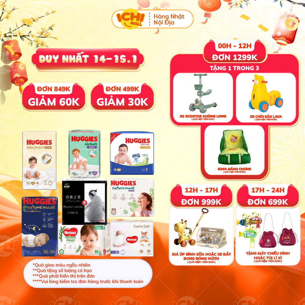 KOL-[SP có voucher Live X]Bỉm dán quần HUGGIES Platinum Nature Made size M58/L44/XL38/XXL26/S82/NB60