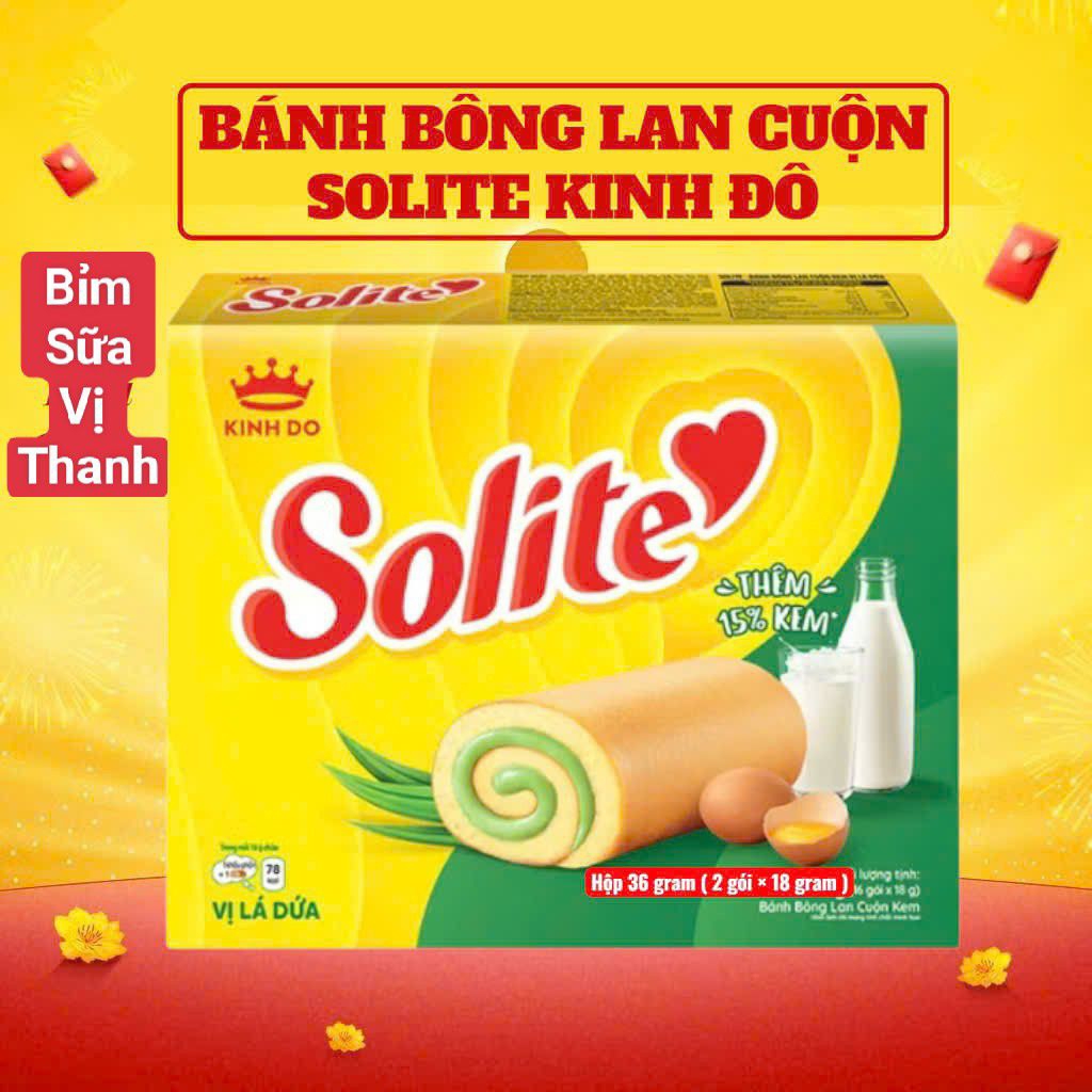 BÁNH BÔNG LAN CUỘN SOLITE KINH ĐÔ ( DÂU / DỨA / BƠ SỮA ) THƠM NGON BỔ DƯỠNG