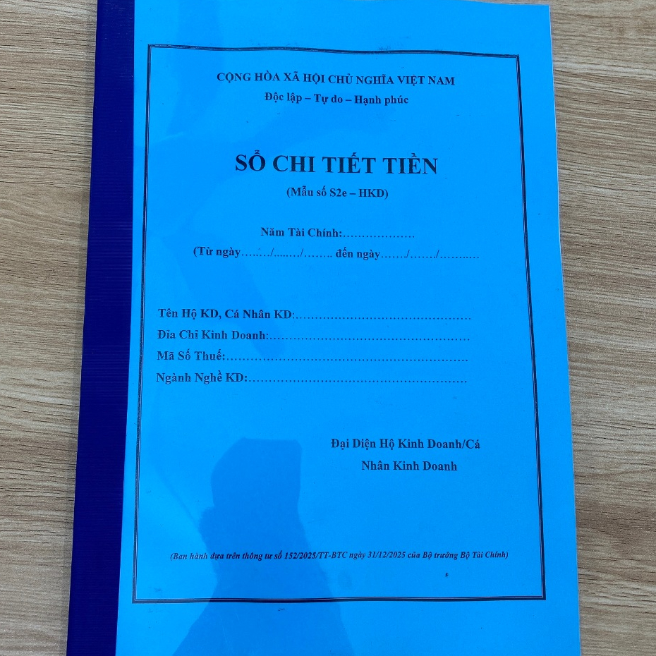 (Mẫu số S2e-HKD) Sổ Sách Cho HKD Doanh Thu Trên 500 Triệu Dưới 3 Tỷ - Sổ Chi Tiết T.iền mới nhất