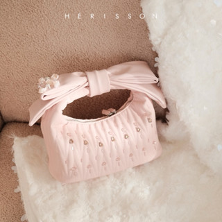 Túi xách nữ 𝐂𝐡𝐥𝐨𝐞 𝐛𝐚𝐠 Hérisson màu hồng chần bông KÈM NƠ THÁO RỜI