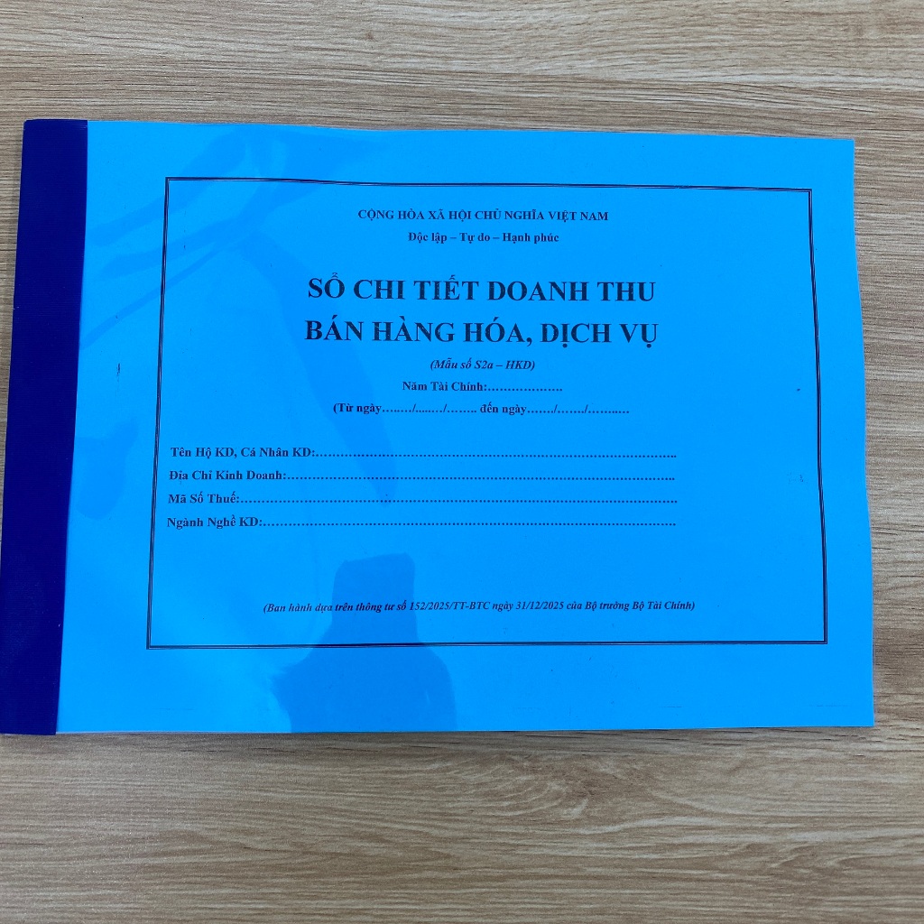 (Mẫu số S2a-HKD) Sổ Chi Tiết Doanh Thu Hàng Hóa Dịch Vụ áp dụng HKD có DT trên 500tr (Nhóm 2)