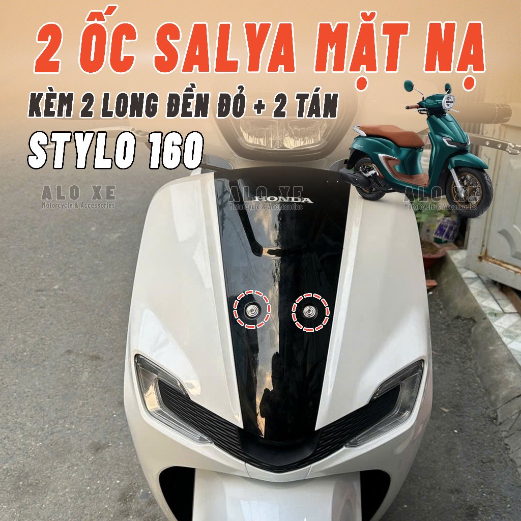 Combo 2 ốc Inox 304 6li15 + Long đền đỏ TAKE gắn mặt nạ STYLO 160, Scoopy (Tặng kèm 2 tán không gỉ) - Phụ kiện, phụ tùng