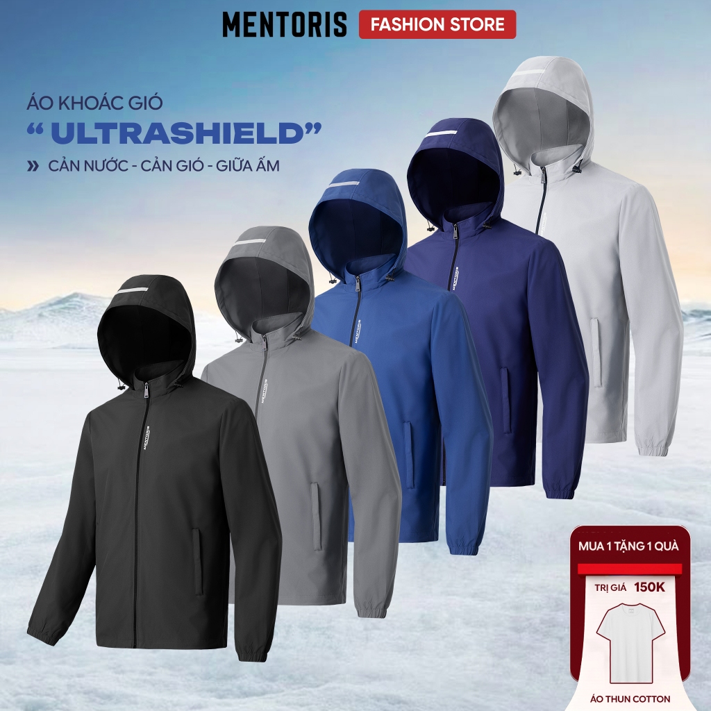 Áo Khoác Gió Nam 2 lớp MENTORIS, Áo khoác nam Chống gió, chống bụi, cản nước, giữ nhiệt MAG01