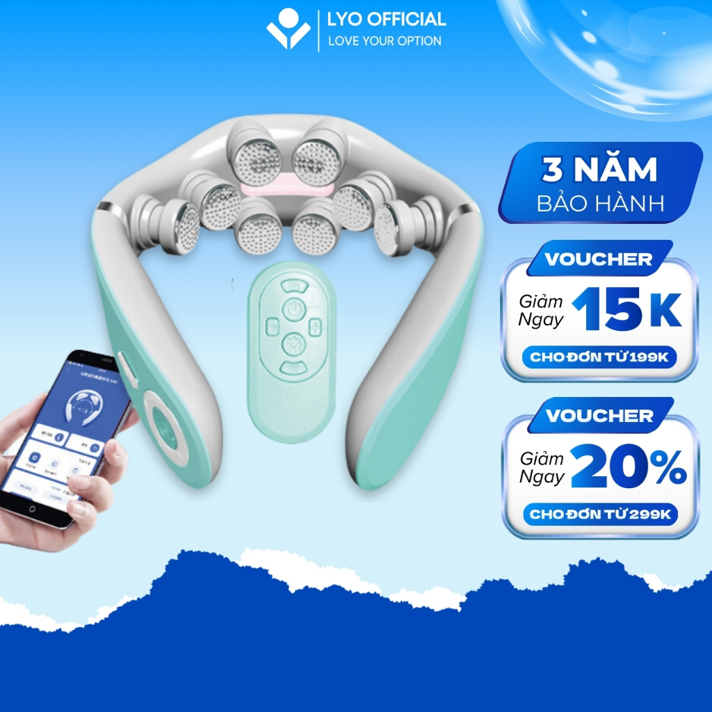 Máy massage cổ vai gáy 8D-G79 cao cấp, Mát xa cổ 8 đầu xung điện kép & chườm nóng nhiệt hồng ngoại [