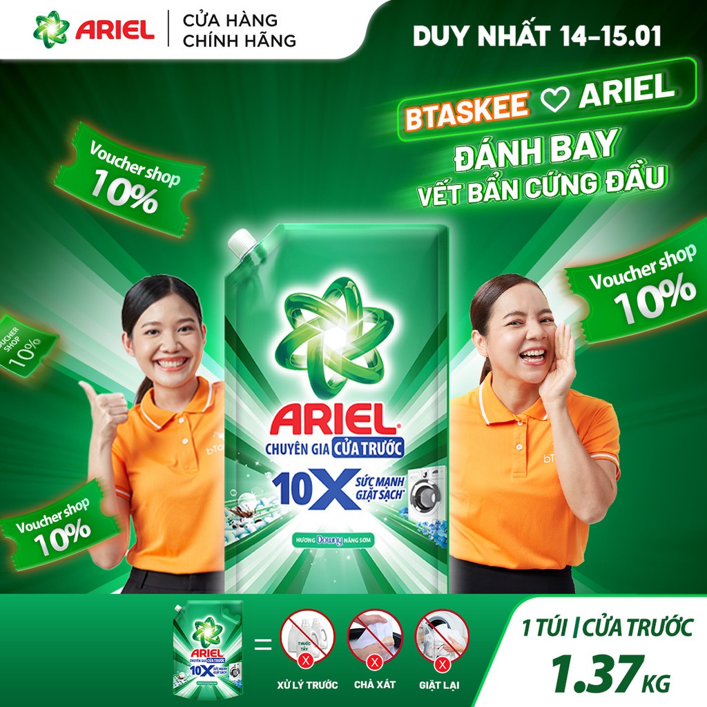 [Ariel x Btaskee] Nước Giặt Cửa Trước ARIEL 10X Giặt Nhanh 1.37KG