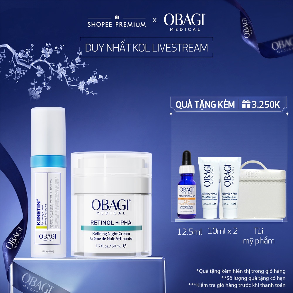 [Obagi x BK] Bộ đôi Kem ngăn ngừa lão hóa da Obagi Retinol+PHA 50ml và Kem Dưỡng Dịu Da Kinetin+ Hyd