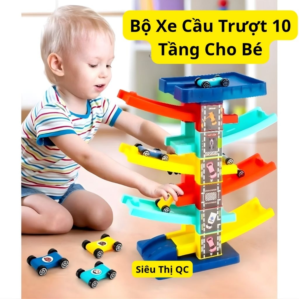 [10 Tầng 8 Xe] Đồ Chơi Ô Tô Cầu Trượt Tháp Xe Trượt Ziczac