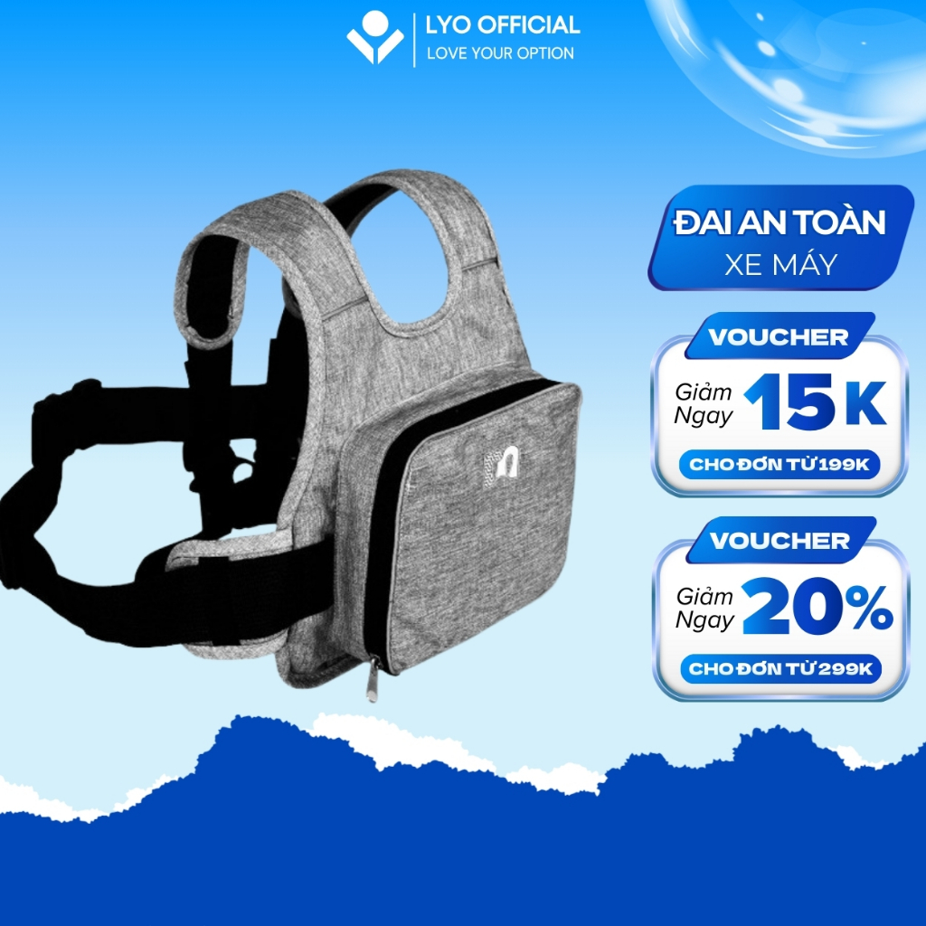Đai xe máy an toàn cho bé LO4 gấp gọn, địu ngồi xe máy khóa chốt 2lớp an toàn vải mềm mại thoáng khí