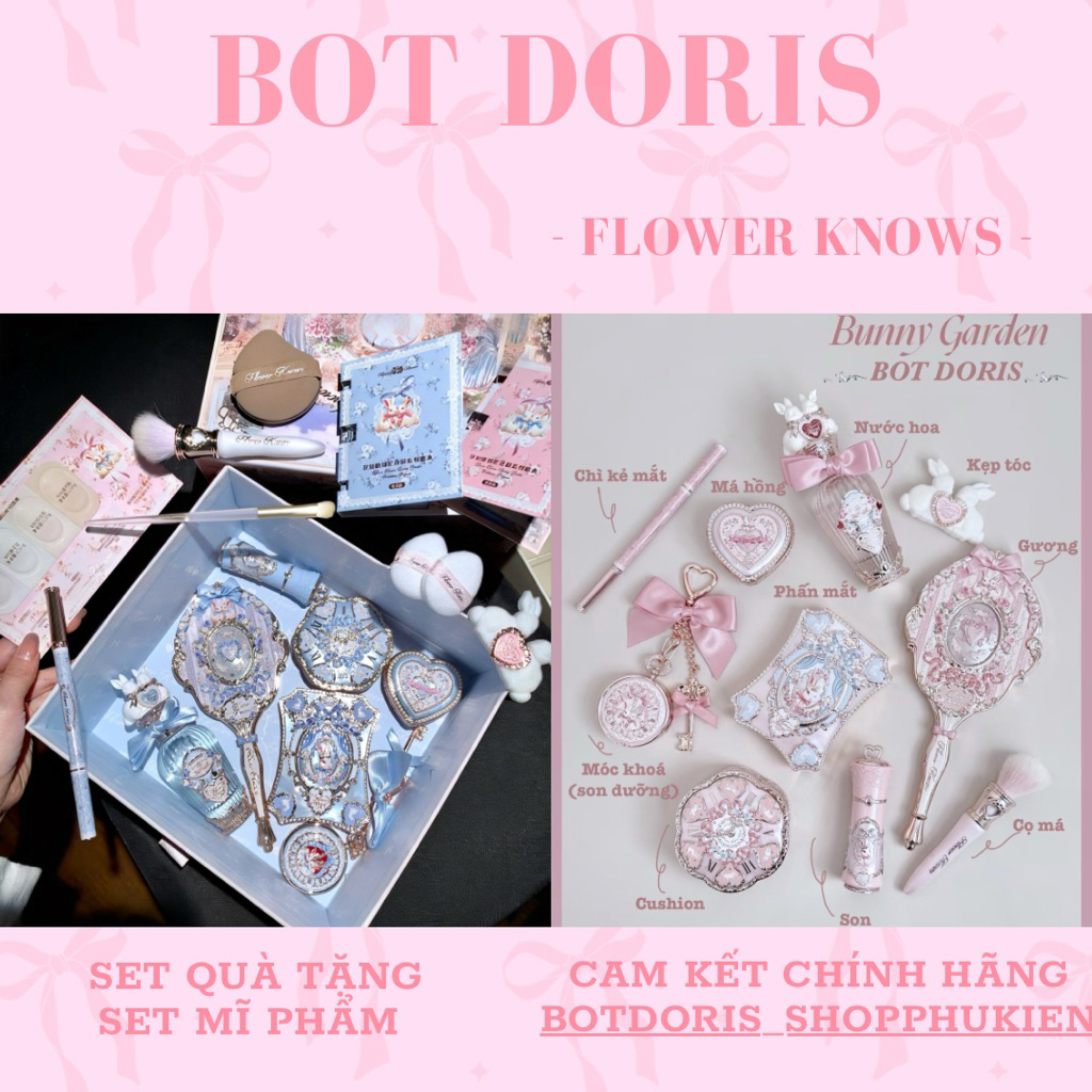 Combo 10-12 món mỹ phẩm bộ sưu tập Bunny Garden Flower Knows, phụ kiện BOT DORIS