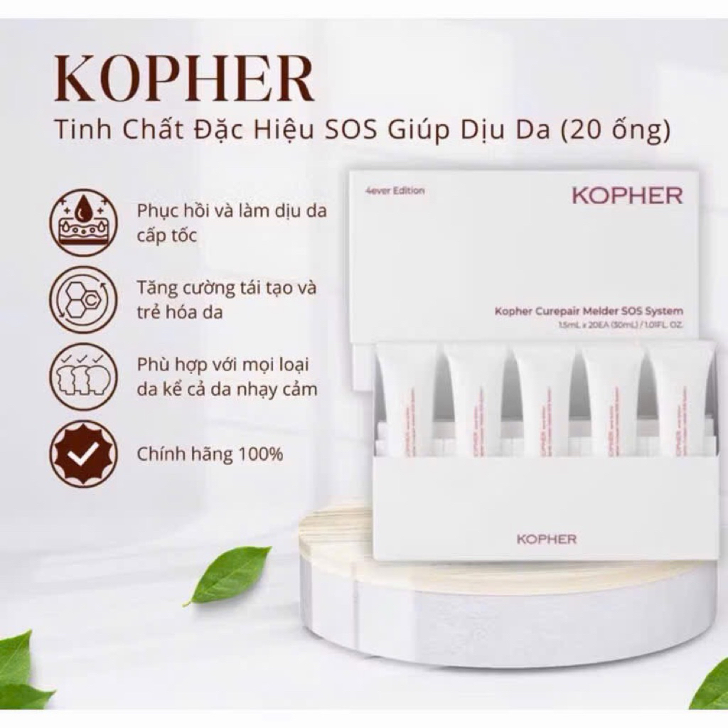 [Công Ty ] Tinh chất phục hồi da dạng sữa Kopher Curepair Melder SOS System làm dịu da hộp( 20 ống x
