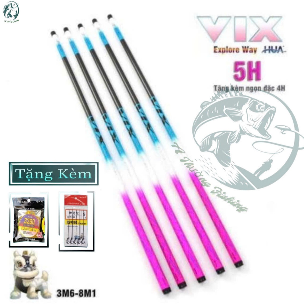 Cần câu tay HUA MX /VIX độ cứng 5H,chuyên cảm giác gẩy rô diếc  kèm ngọn phụ (Quà tặng trục,thẻo)
