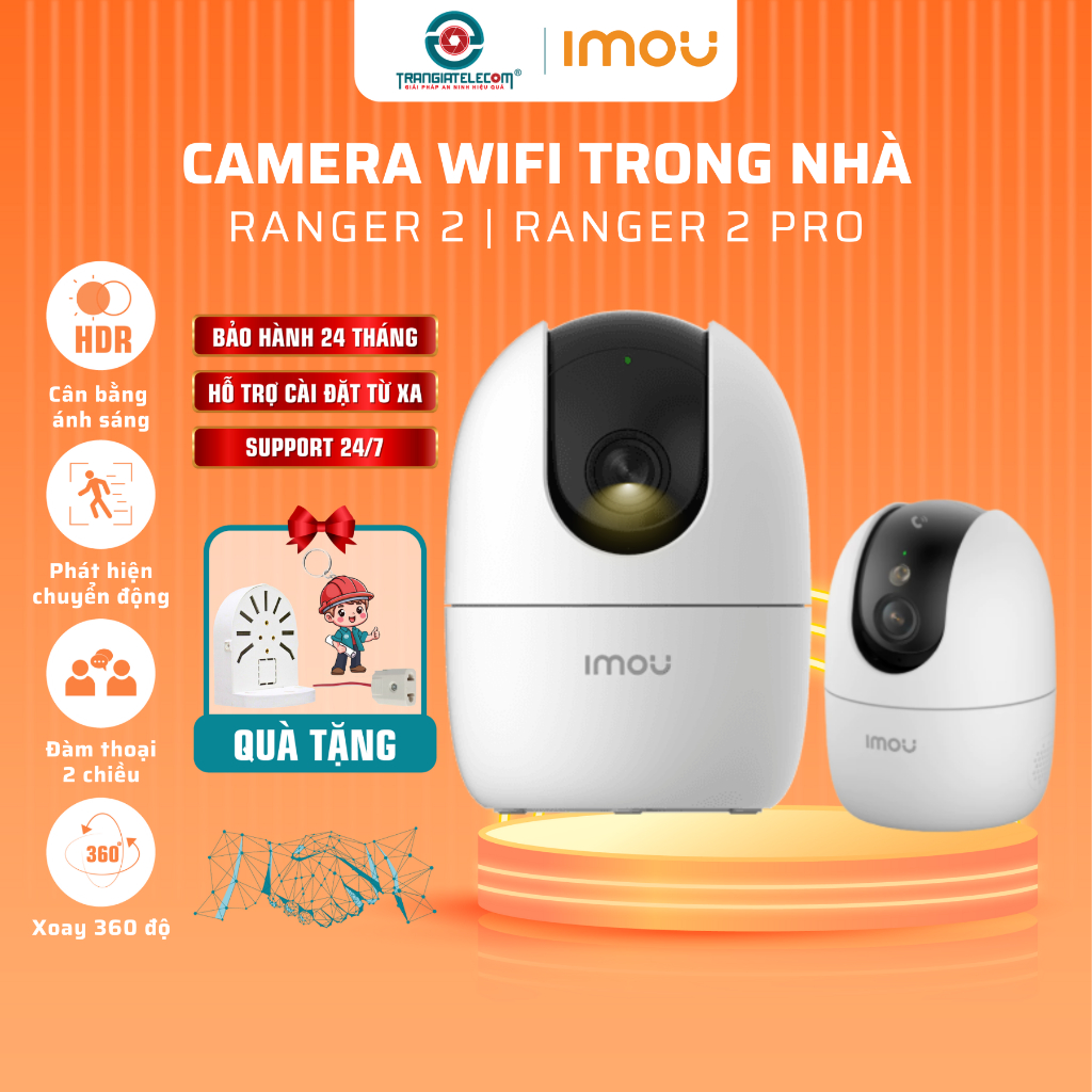 Camera IP Wifi Trong Nhà IMOU Ranger 2 I A32EP 3MP  I  A52P 5mp Xoay 360 Độ, Đàm Thoại Hai Chiều  - TRANGIATELECOM