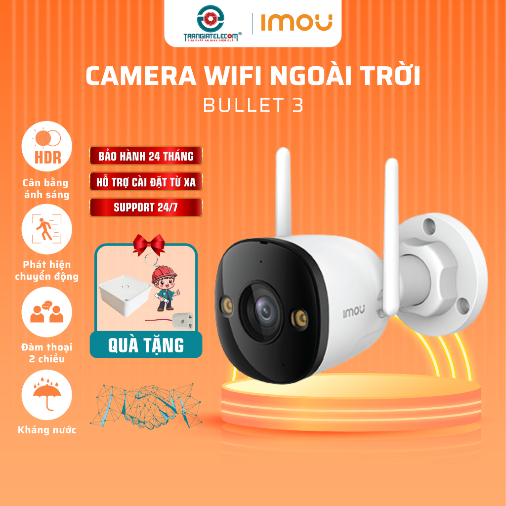 Camera Wifi Ngoài Trời IMOU Bullet 3 / Bullet 3C (S3EP/ S3DP) Đàm Thoại 2 Chiều - TRANGIATELECOM