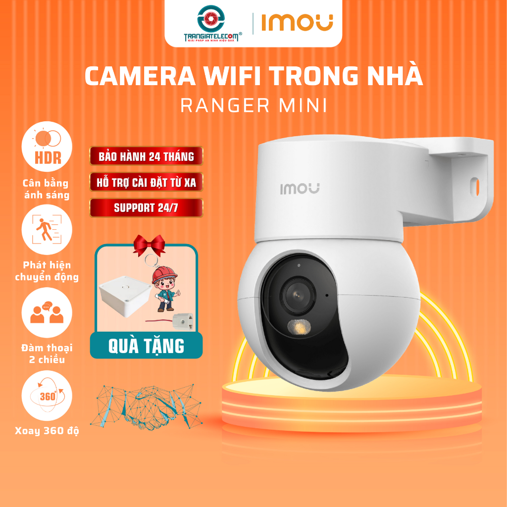Camera IMOU Wifi Trong Nhà Ranger Mini K2MP 3MP/5MP Đàm Thoại 2 Chiều, Màu Ban Đêm - TRANGIATELECOM