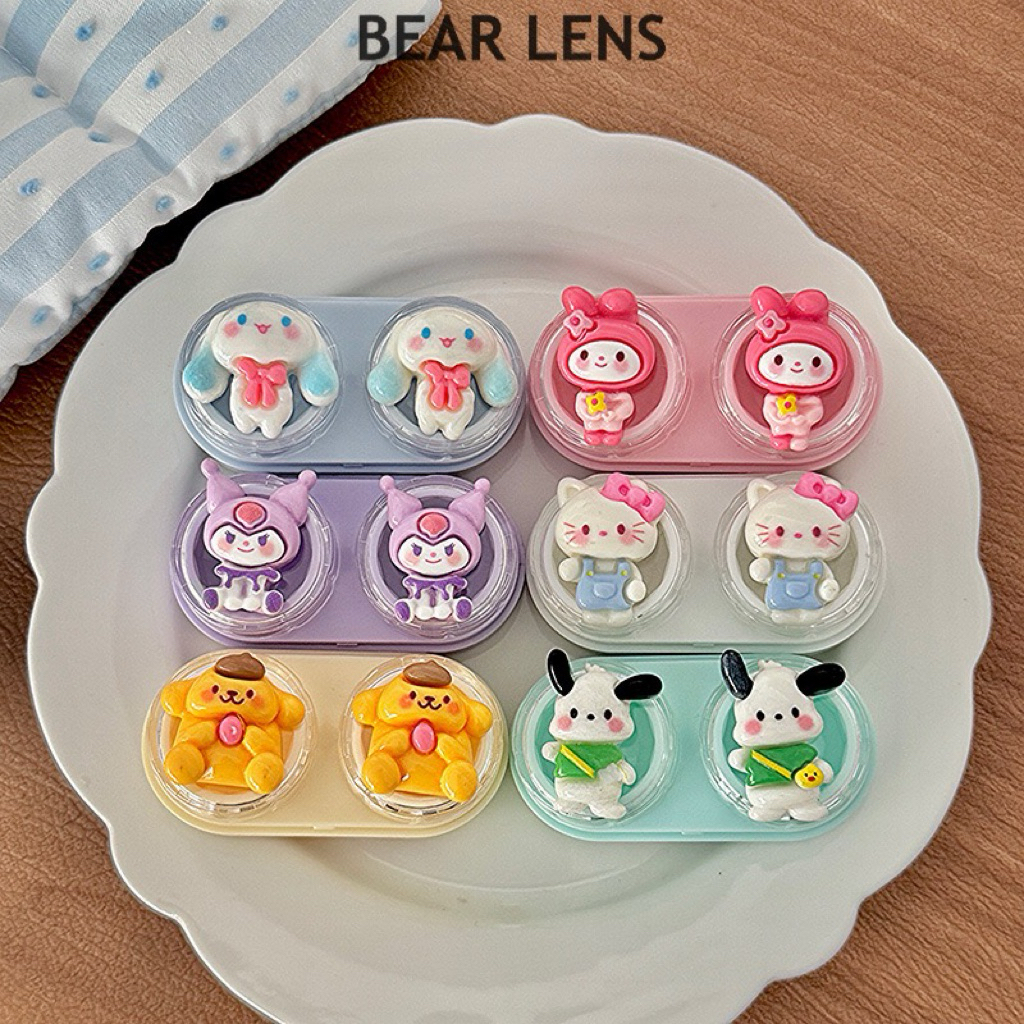 BEAR LENS Khay Charm Đựng Lens Có Ngăn Hoạt Hình Sanrio Dễ Thương