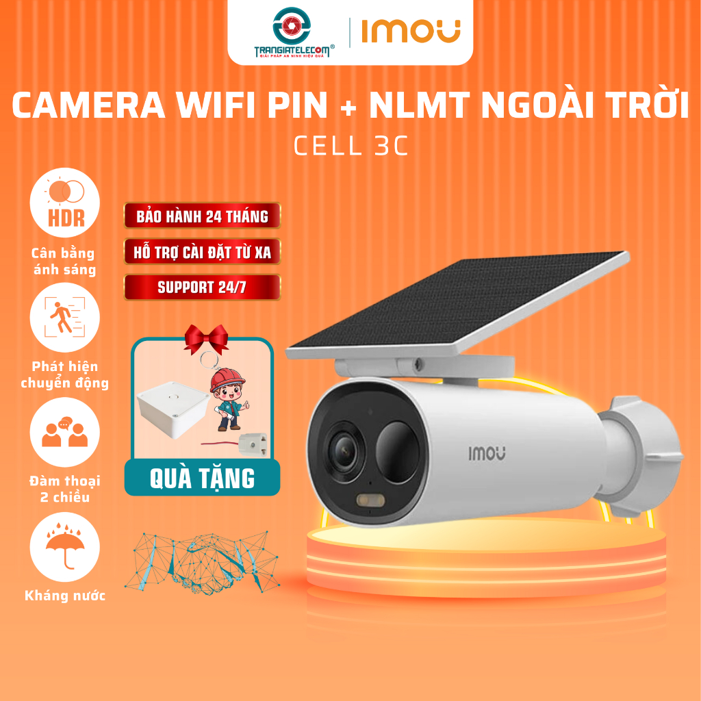 Camera WIFI Ngoài Trời IMOU Cell 3C K9DCP Dùng Pin Kèm Tấm Pin Năng Lượng Mặt Trời  - TRANGIATELECOM