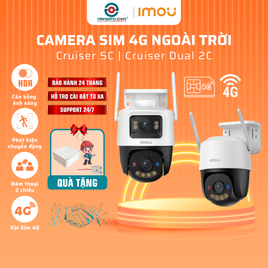 Camera IMOU S21FTP 2MP, K7FP 3MP/ 5MP Dùng Sim 4G Ngoài Trời Đàm Thoại 2 Chiều - TRANGIATELECOM