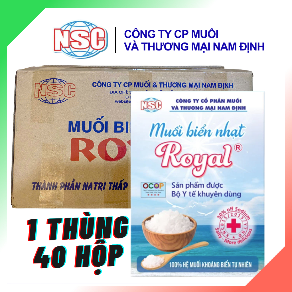 [GIÁ SỈ] Muối Biển Nhạt Royal muối ăn kiêng của Công ty NSC Nam Định/ Thùng 40 hộp