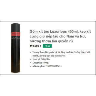 [Gía Buôn] Gôm Xịt Tóc Nam LUXU  420ml