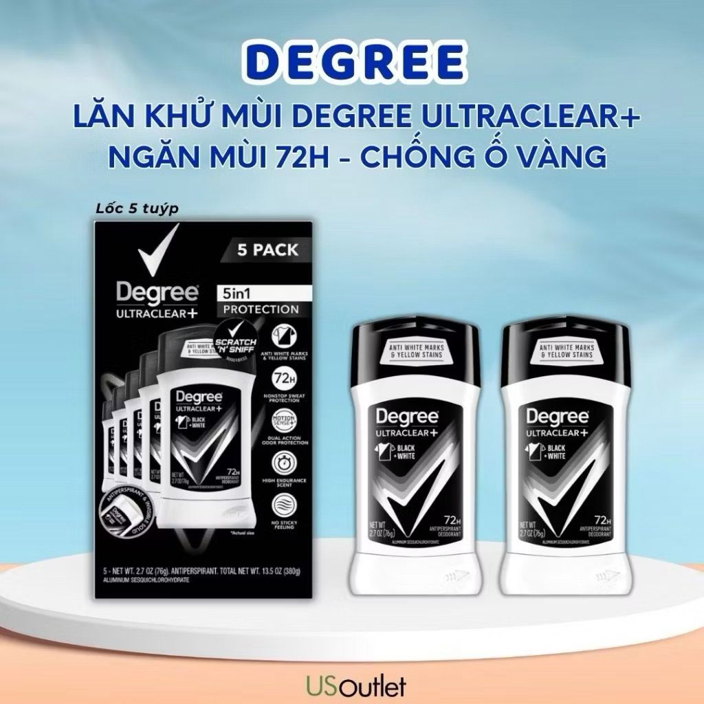 Lăn khử mùi nam xachtay Mỹ Degree ultraclear+ 76g