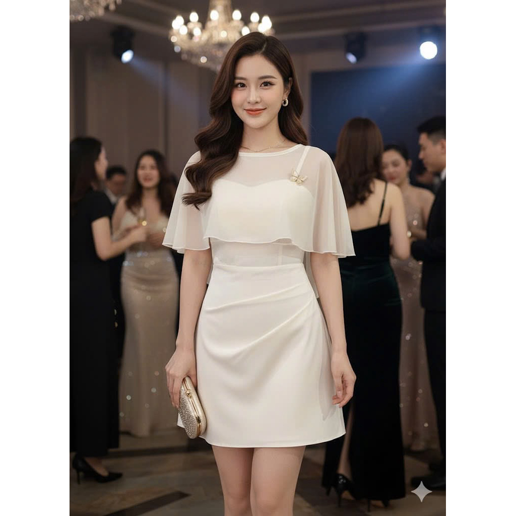 Afania Fashion Váy đi tiệc Váy hai dây có Mút ngực (tặng kèm Khăn Choàng và Tag cài áo) Váy đi tiệc sang chảnh