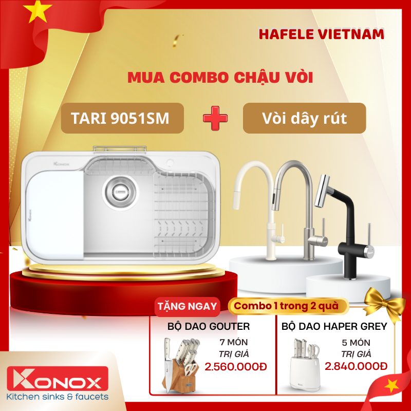Chậu Rửa Bát Konox Tari 9051SM - Phong Cách Nhật -  Bề Mặt Trơn Mịn - Chống Bám Bẩn - FEM