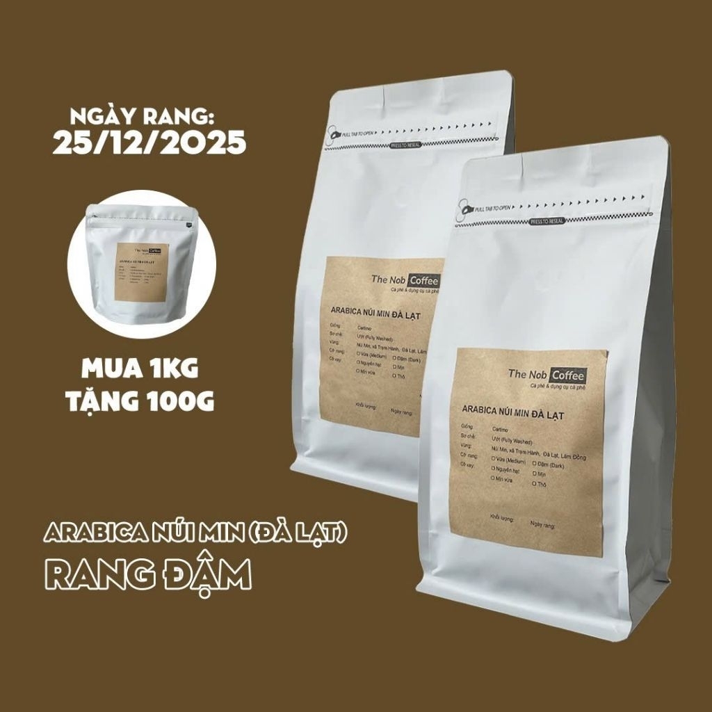 Cà phê Arabica Núi Min Đà Lạt - Rang Đậm | Nui Min Da Lat Arabica Coffee - Dark Roast