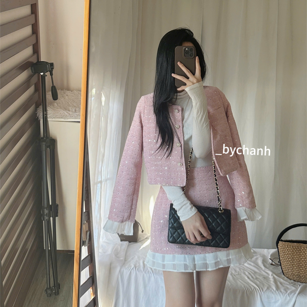 𝐛𝐲𝐂𝐡𝐚𝐧𝐡 - Set Dạ 2 Món Phối Viền