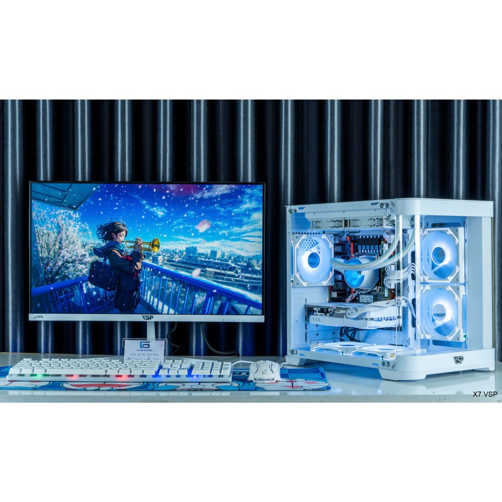 Full bộ PC Xeon bể cá 2676 v3 Ram 16G Vga 2G màn hình 24 inch chiến game online, giả lập
