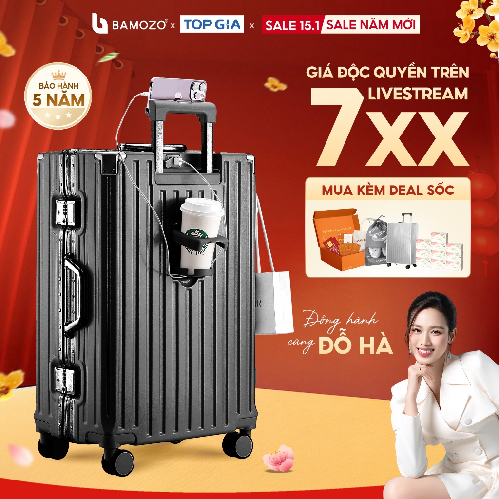 Vali Khung Nhôm B Bamozo Size 28 cao cấp siêu bền Bảo Hành 5 Năm - Lỗi 1 Đổi 1 Trong 30 Ngày_9066