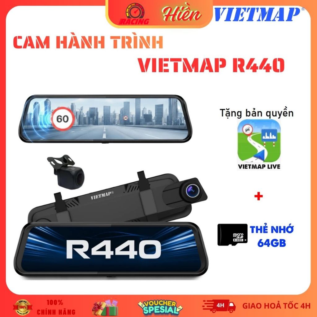 Camera Hành Trình Vietmap R440 Ghi Hình 4K, Cảnh Báo Thông Minh, Lái Xe An Toàn