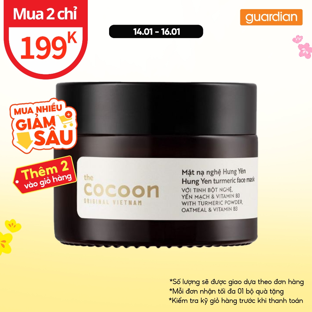 Mặt Nạ Cocoon Chiết Xuất Nghệ Hưng Yên Da Rạng Rỡ Và Mịn Màng 30ml