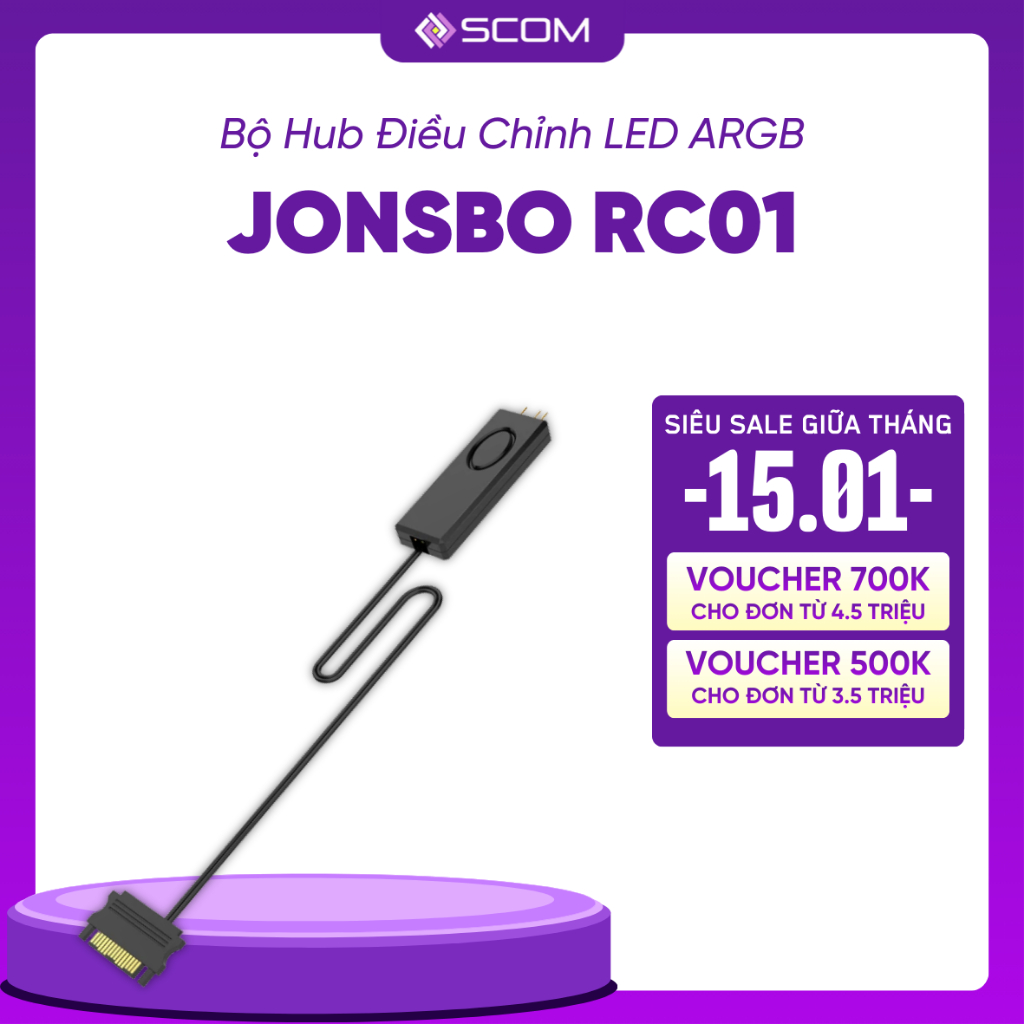 Bộ điều khiển ARGB 5V Jonsbo RC01 Controller LED 5V 3 Pin, Điều Khiển Đèn led RGB Cho PC