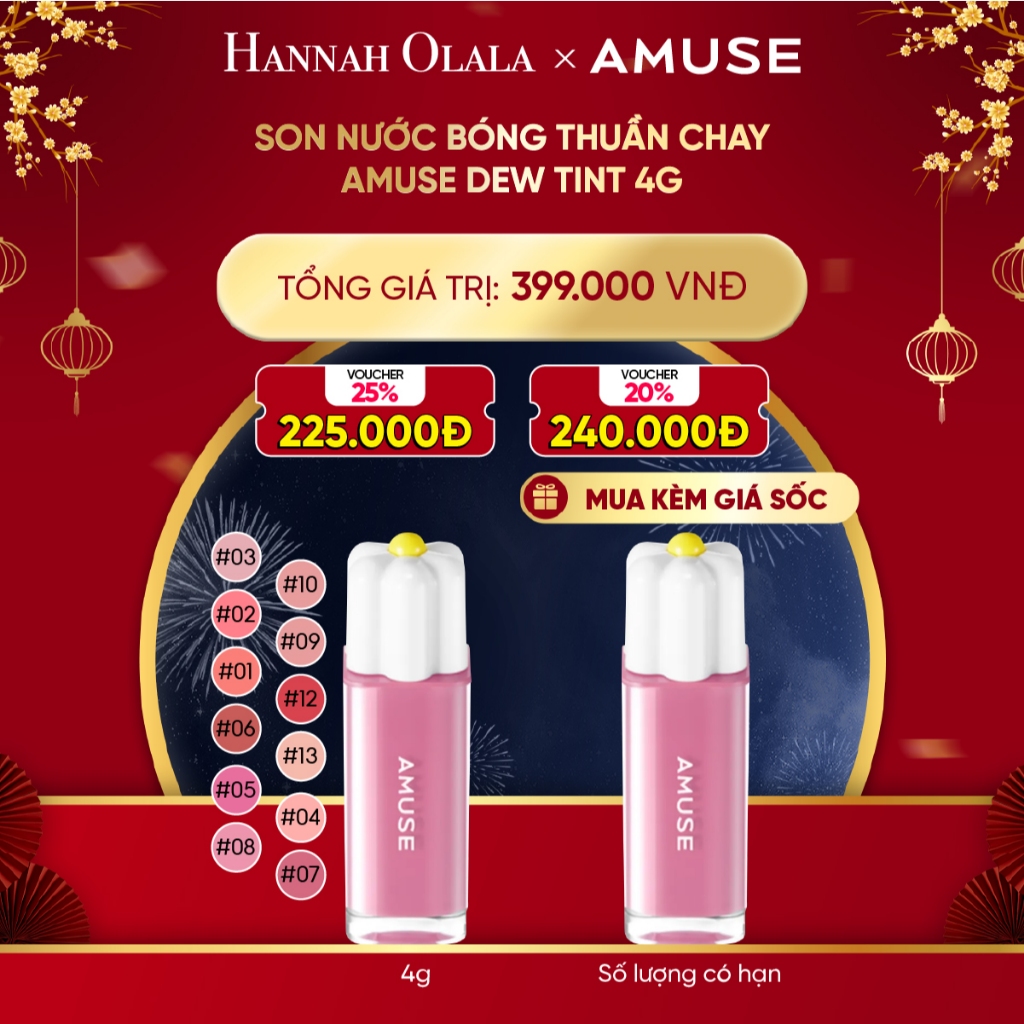 [Livestream] Son Nước Bóng Thuần Chay Amuse Dew Tint 4g