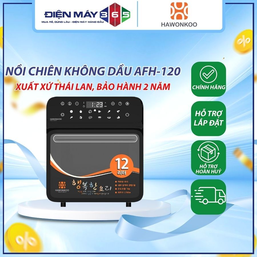 Nồi chiên không dầu Hawonkoo AFH-120-W/BA/CF/GR - Nấu Ăn Lành Mạnh Ít Dầu