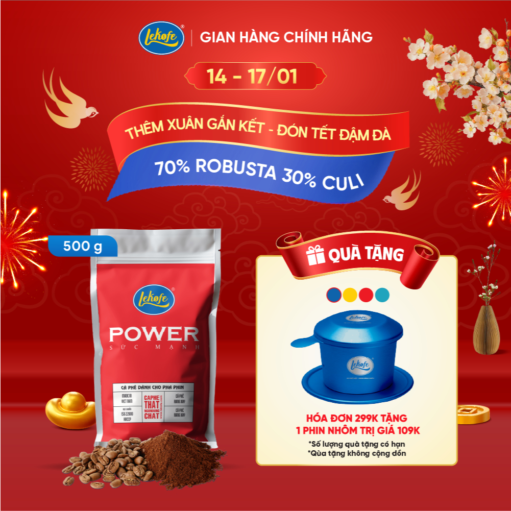 Cà phê Lekofe Sức Mạnh rang xay 500g