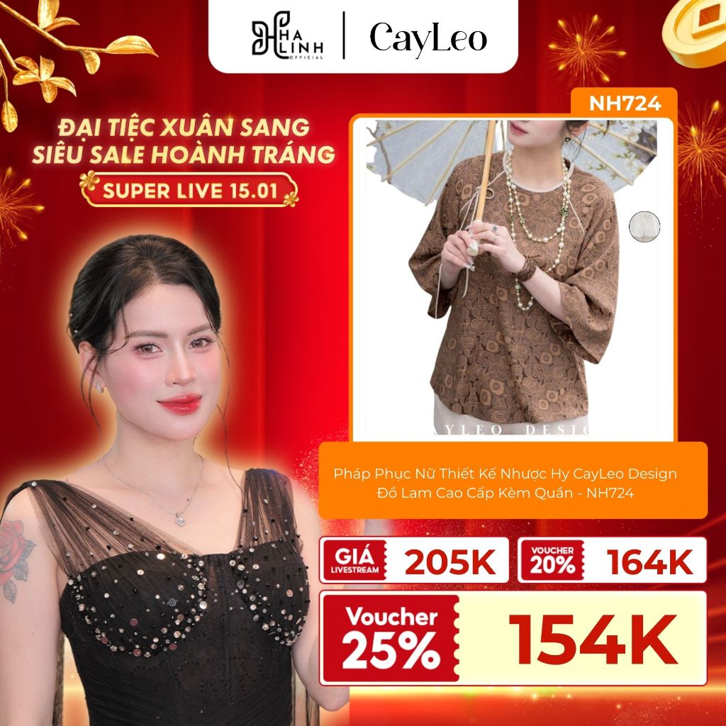 [VHLxCayLeo Design]Pháp Phục Nữ Thiết Kế Nhược Hy CayLeo Design Đồ Lam Cao Cấp Kèm Quần - NH724