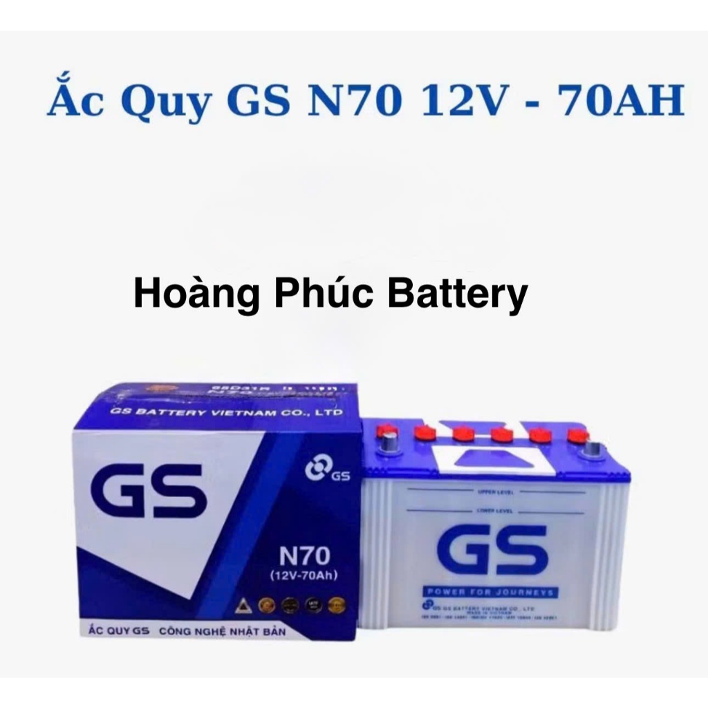 Bình ắc quy nước 12V 70Ah GS N70 dùng cho xe KIA, Isuzu, Hino - Bảo hành toàn quốc