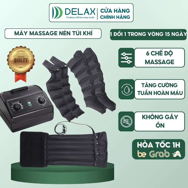 Máy Massage Nén Khí DELAX Mát Massage Trị Liệu Giãn Tĩnh Mạch, Massage Tay Chân Bụng, Xoa Bóp Áp Lực Hơi Toàn Thân MMK01